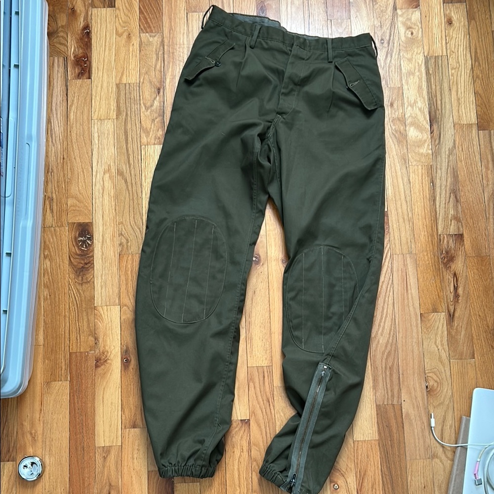 Green Cargo Pants with Elastic Waistband and Cuffs
